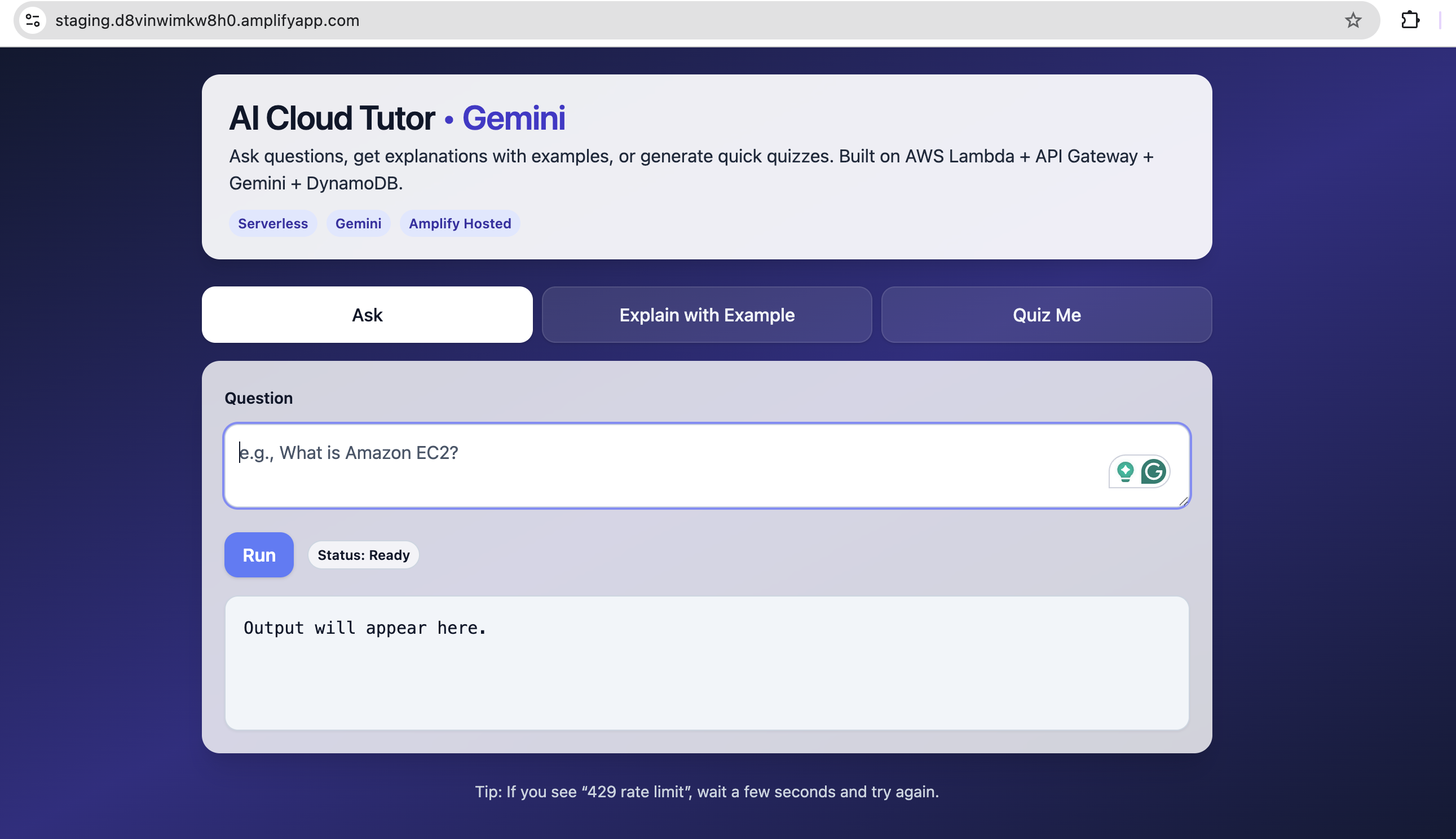 AI-Powered Cloud Learning Assistant (Gemini API)